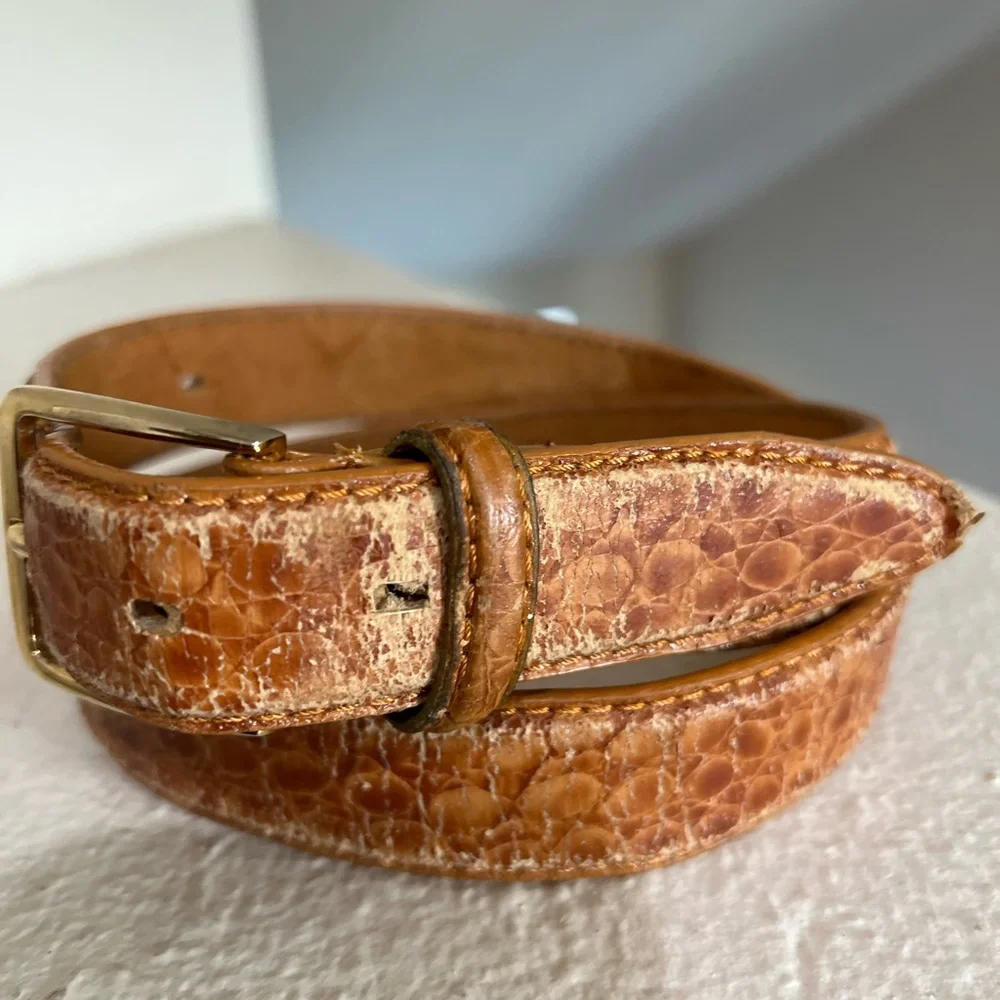 Italian brown distressed Leather Belt Mens sz 32l‎ Work Rugged Utility IGrunge